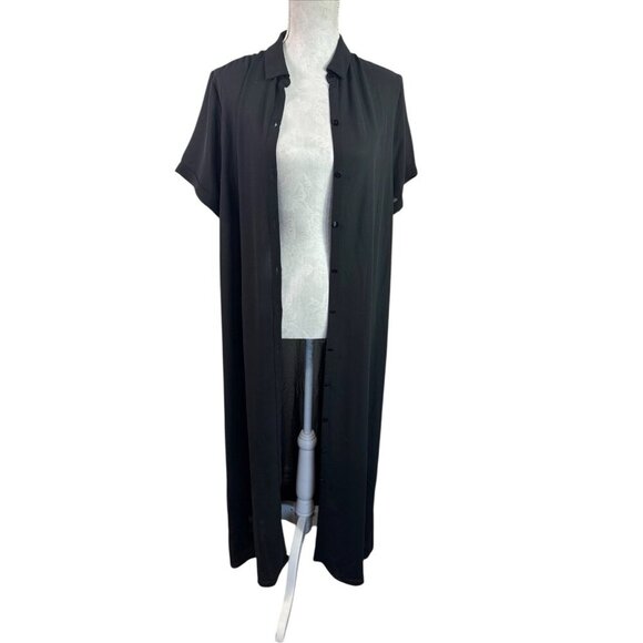 J Jill Maxi Duster Shell Women's M Black Sheer Witchy Fairy Goth EUC - Picture 1 of 9